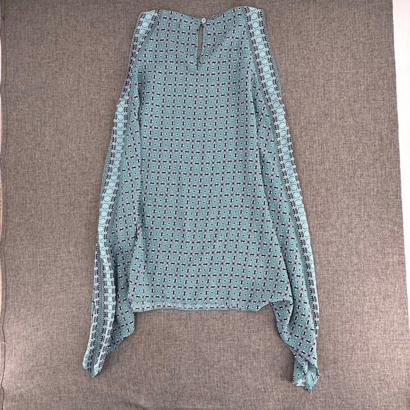 Max Studio Asymmetrical Top Flowy Lightweight‎ Small Green Sharkbite  Sleeveless - Picture 9 of 11